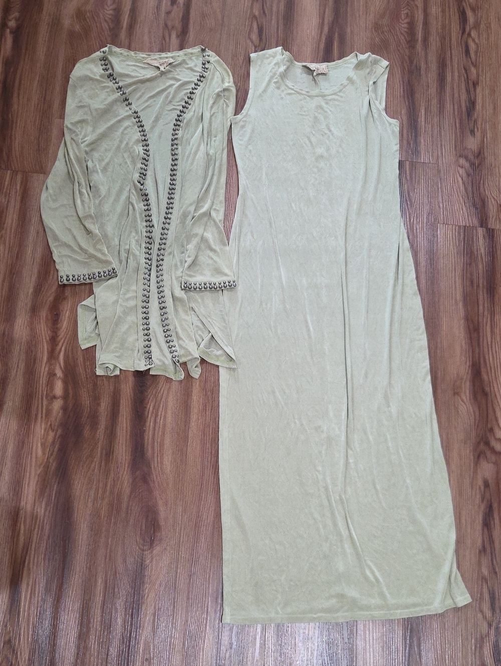 Double D Ranch Dress And Cardigan Jacket Set Light Sage Green Size Small